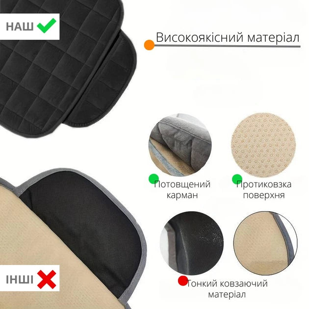 М'яка протиковзка подушка (чохол) на переднє сидіння автомобіля (чорна)