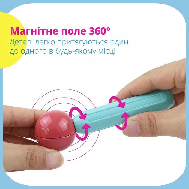 Дитячий магнітний 3D конструктор набір кольорових деталей для творчості (100 шт.)